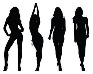 Silhouettes of beautiful girls 2, vector illustration